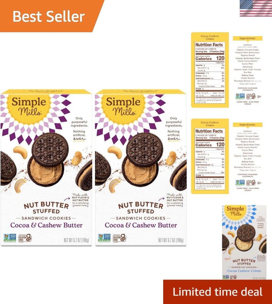 Guilt-Free Cocoa Cashew Crème Sandwich Cookies – , Gluten-Free Pack of 2