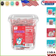 Resealable Tub of Mini Candy Canes – 260 Peppermint Delights for Celebrations