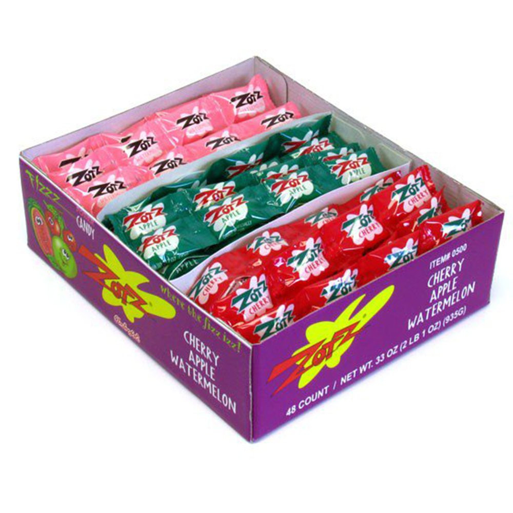 Zotz Fizz Power Candy 48 Count Assorted Fruit Flavors Sweet Sour Treats