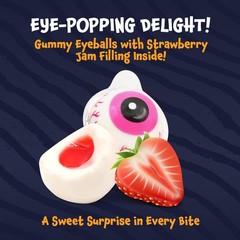 Eyeballs Gummy Candy – 19 Ounce Jar (30 Count) – Strawberry Jam Filled Medium