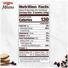 Milano Mint Chocolate Cookies, 7 OZ Bag (15 Cookies)