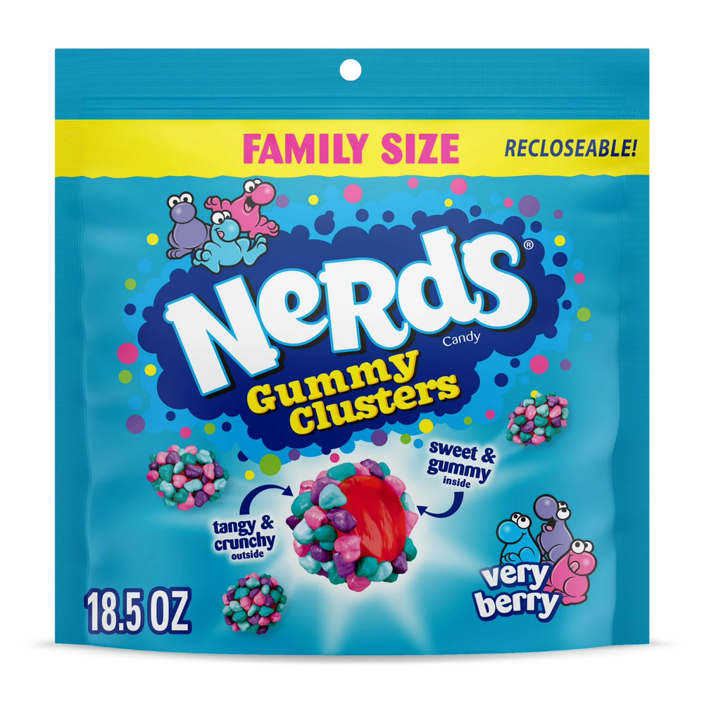 NERDS Very Berry Gummy Clusters – Crunchy and Chewy Candy, 18.5 oz Bag