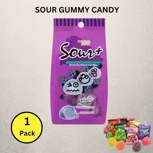 Lot 100 Sweet Sour Gummy Candy Refreshing Blackcurrant 100g