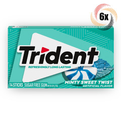 6x Packs Trident Minty Sweet Twist Sugar Free Chewing Gum | 14 Sticks Per Pack