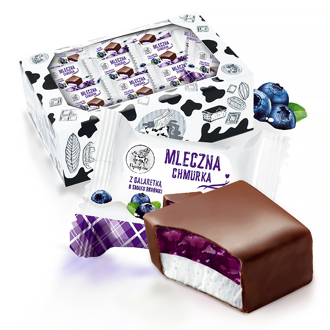 Cream marshmallows with blueberry jelly and chocolate coating – 1 kilogram
