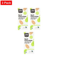 365 By WFM, Almond & Sea Salt Dark Chocolate Bar, 2.8 Ounce – 3 Pack