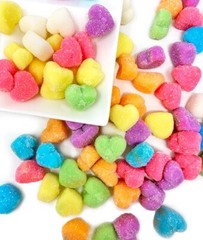 Heart-Shaped Assorted Fruit Gummy Candy Dusted with Sugar, Valentine’s Candy |