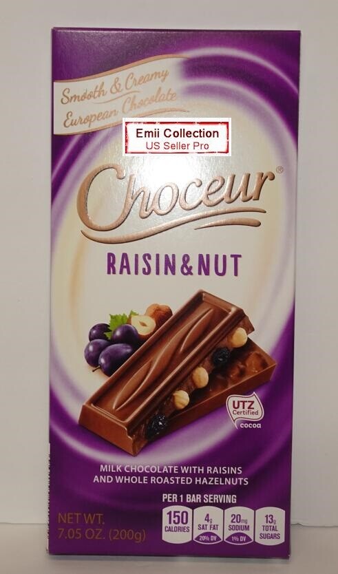 Choceur German Milk Chocolate with Raisins and Hazelnuts 7.05oz/200g