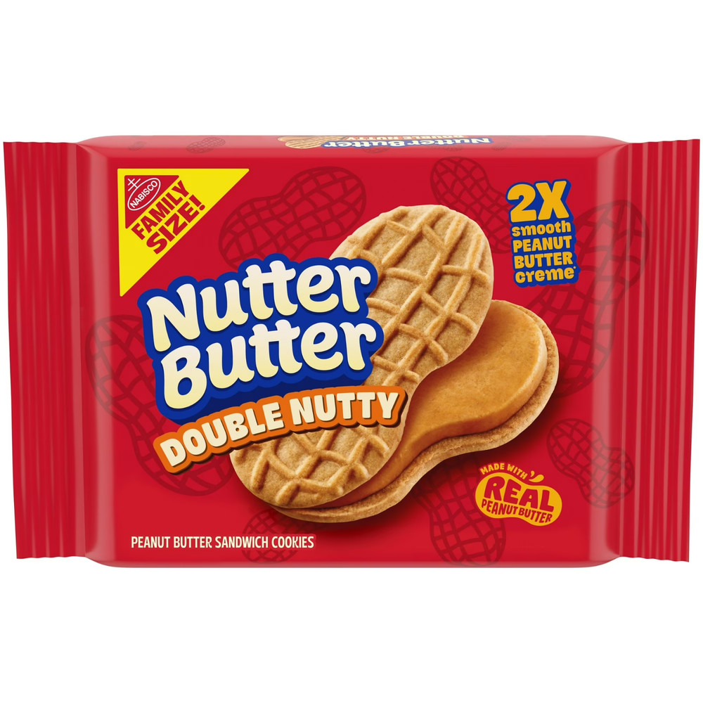 NUTTER BUTTER Double Nutty Peanut Butter Sandwich Cookies Family Size, 15.27 oz.