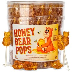 Honey Bear Pops Lollipop Suckers: Individually Wrapped Baby Bear Candy on a S…