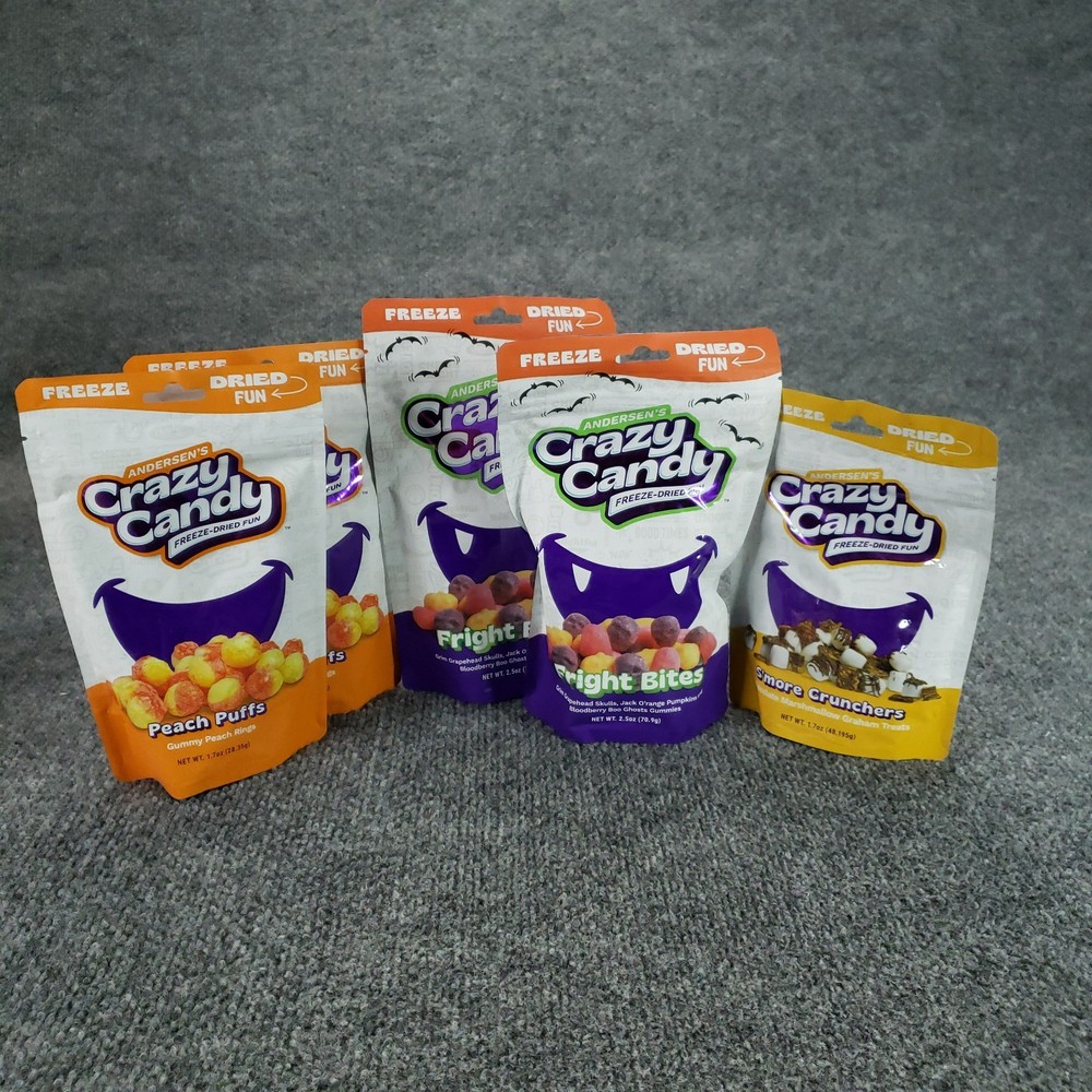 Andersen’s Crazy Candy Freeze Dried Peaches Smores Lot of 5 Exp: 8/26