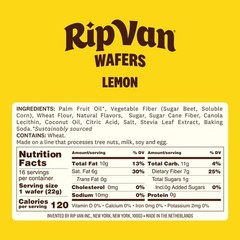 Rip Van Wafels Lemon Cookies, 16 Count, 1g Sugar, 4g Carbs, Vegan, Keto Frien…