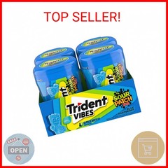 Trident Vibes SOUR PATCH KIDS Blue Raspberry Sugar-Free Chewing Gum, 4 Count