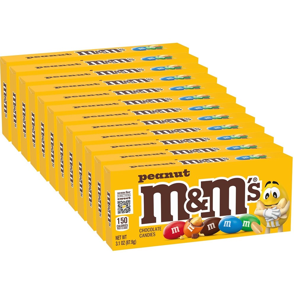 M&M’S Peanut Chocolate Candy Movie Theater Box 3.1 Ounce (Pack of 12)