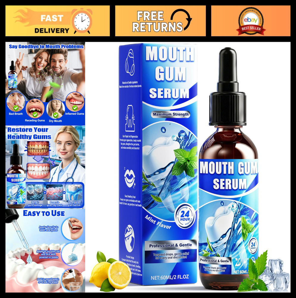 Gum Repair Drops 2 Oz – Natural Treatment for Receding Gums, Fresh Breath & Stai