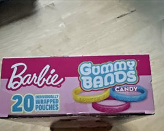 valentines Mattel Barbie Gummy Bands Bracelet Candy 20 Pouches expires 1/30/26