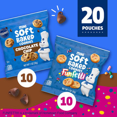 Pillsbury Mini Soft Baked Cookies Variety 20 Pouches Funfetti Chocolate Chip