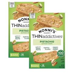 Nonni’s THINaddictives, Thin Cookies, Pistachio Almond 6 Count, 4.4 Oz (2 Boxes)