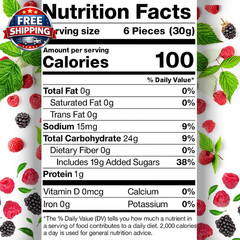 Berries Gummy Candy – 1 Pound Bulk Bag, Crunchy Red and Black Candy – Raspberry