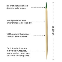 BLUE TOP Wood Bamboo Mint Individually Cello Wrapped Toothpick 1000 PCS