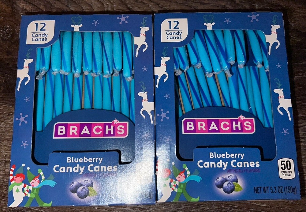 Brachs ~ Blueberry Candy Cane Christmas 5.3 oz 24-Canes ~ 2-Pack ~ 12/2027