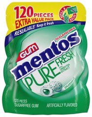 Mentos Pure Fresh SugarFree ChewingGum with 120 Count (Pack of 2), Mint