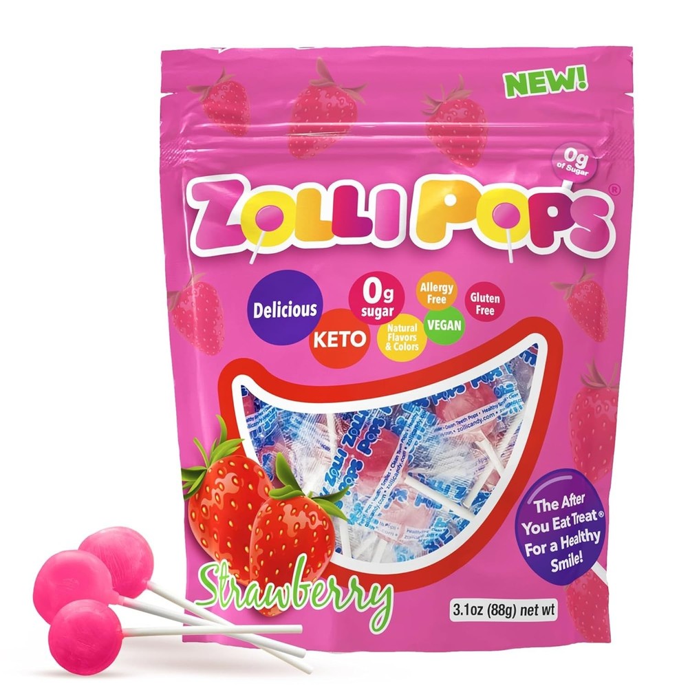 Zollipops Clean Teeth Pops Sugar Free Candy with Xylitol Dye-Free Lollipops