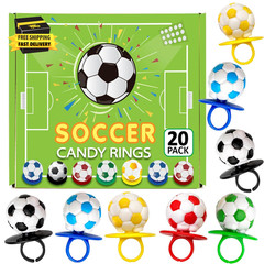 Soccer Candy 3D Rings Bulk – Individually Wrapped Suckers 20 Count – Soccer Part