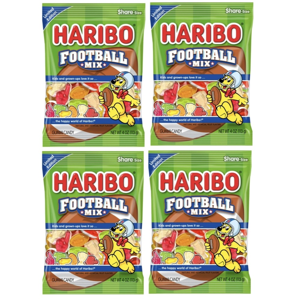 Haribo FOOTBALL MIX Gummi Candy Assorted Fruit Gummy Limited Edition 4Pk EXOCT25