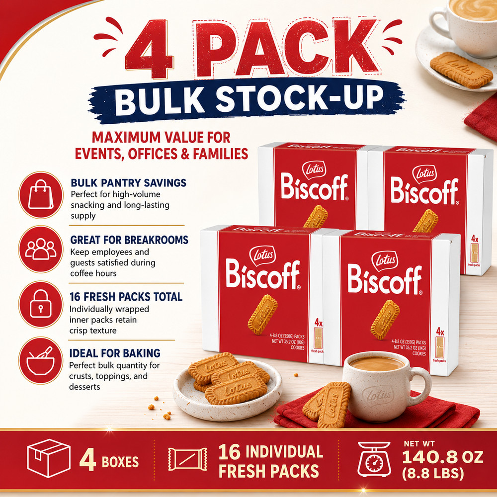 4 Pack Lotus Biscoff Cookies, 8.8 oz., 4 Count