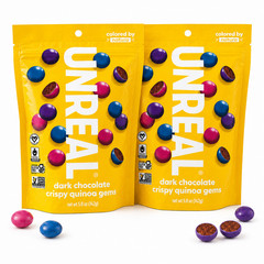 UNREAL Dark Chocolate Crispy Quinoa Gems Candy Pack of 2 Gluten Free 5oz