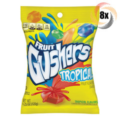 Full Box 8x Bags Gushers Tropical Flavors Fruit Snacks Candy | 4.25oz |