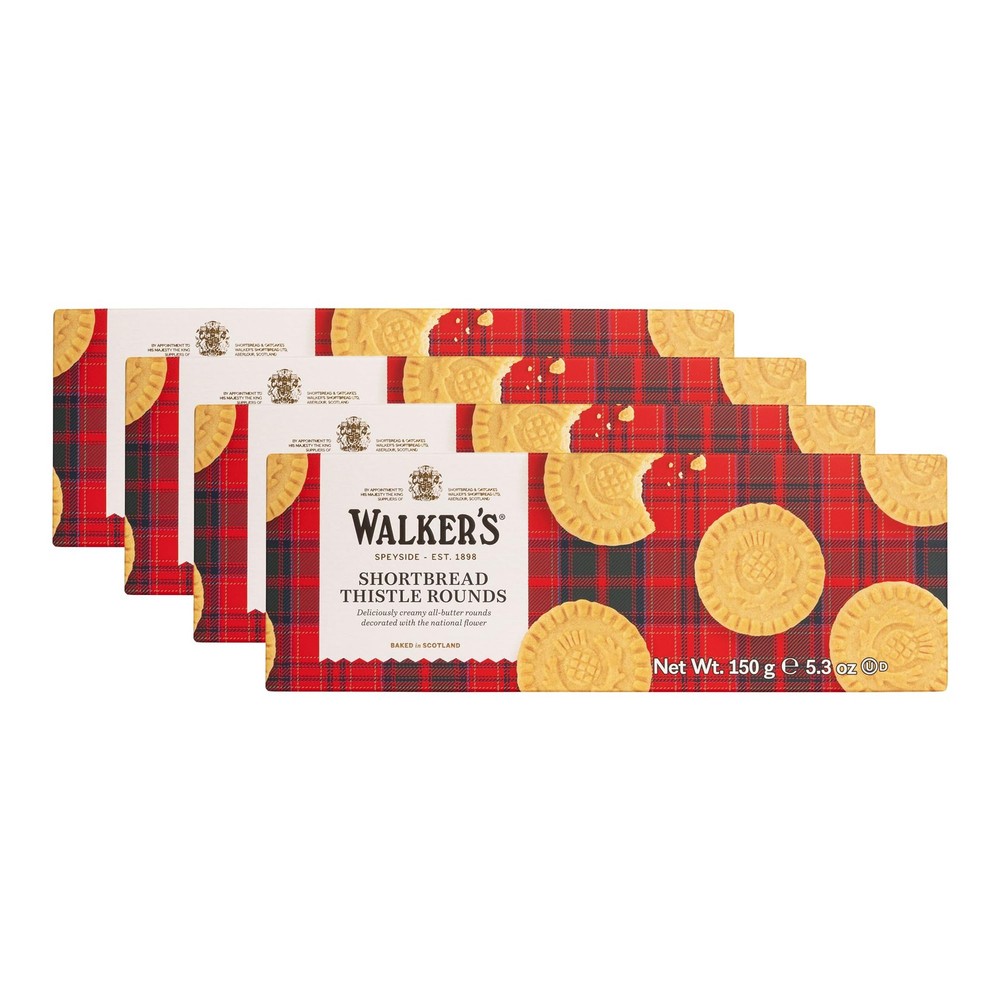 Walker’s Shortbread Rounds Pure Butter Shortbread Cookies 5.3 Oz Box Pack of 4