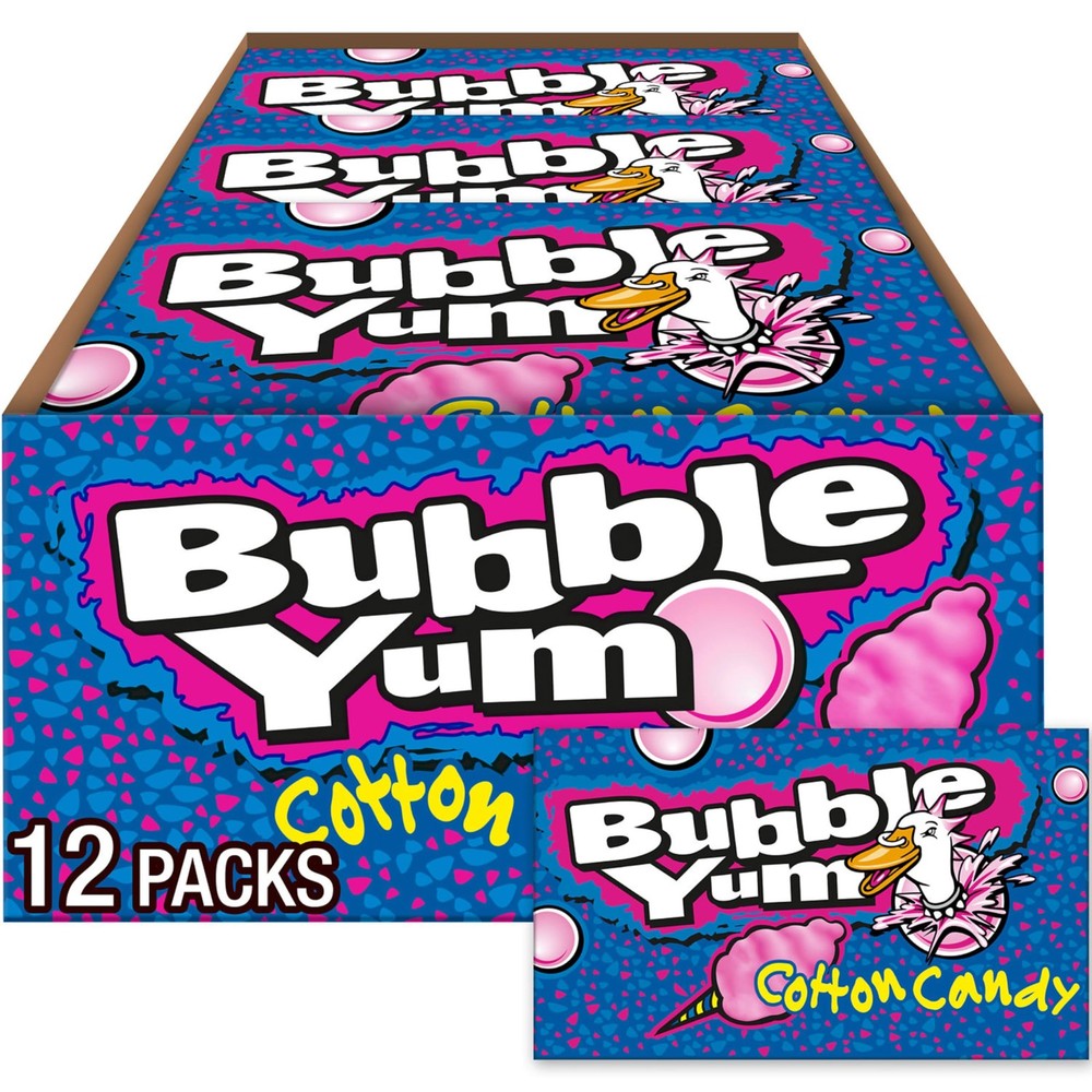 BUBBLE YUM Cotton Candy Flavored Chewy, Bubble 1 Count (Pack of 12), Multiple