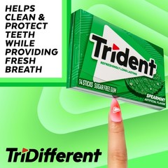 Trident Spearmint Sugar-Free Chewing Gum, 12 14 Count (Pack of 12), 12 packs