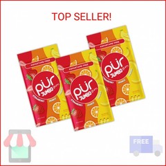 PUR Jumbo Gum | Aspartame Free Chewing Gum | 100% Xylitol | Natural Strawberry,