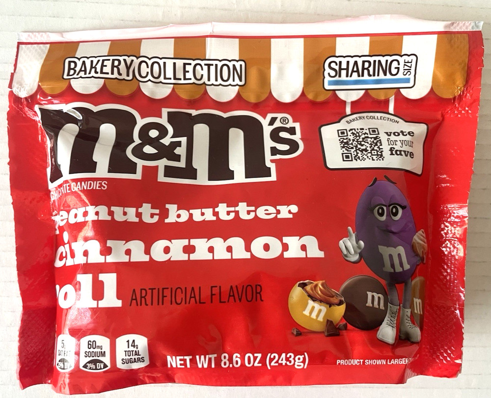 🔥 New Limited BAKERY COLLECTION M&Ms PEANUT BUTTER CINNAMON ROLL Bag 8.6oz