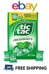 Tic Tac Freshmints Bulk Bag – 100 Mini Packs (4 Mints Each), Share-Size 6.7 Oz