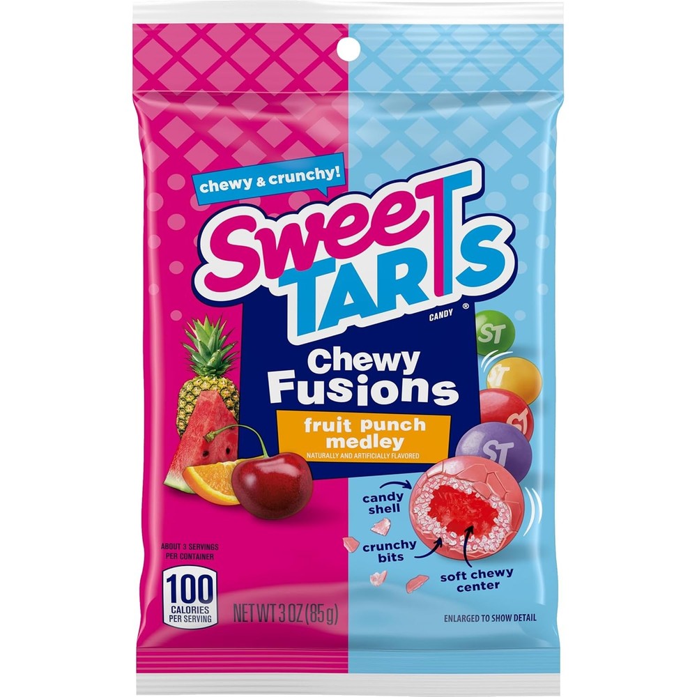 SweeTARTS Chewy Fusions Candy, Fruit Punch Medley, Sweet and Tart, 3 Ounce