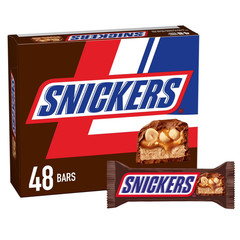 Snickers Milk Chocolate Candy Bars Full Size Bulk 48 Count Box Gift Pack