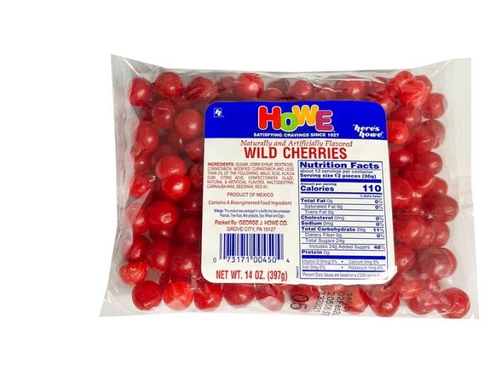 2 14 oz howe wild cherry candy chewy sweet and sour free shipping