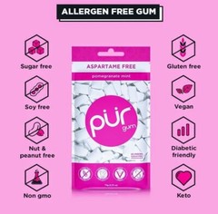PUR Xylitol Chewing Gum 4 Flavor Variety (55 Pieces, 4 Pack) Sugarless, Vegan