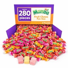 Mamba Fruit Chews Assorted, 5 Fruit Flavors Mix, Bulk Chewy Candy (4 Pounds)