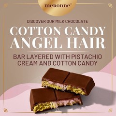 Meronne Dubai Milk Chocolate Filled with Pistachio Cream & Cotton Candy – 6.3oz