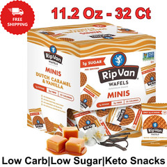 Dutch Caramel Mini Stroopwafels Low Carb, Keto, Non GMO, Low Sugar Snack, 32 Pk