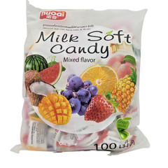 Milk Soft Fruit Candy Assorted Flavors – 100 Pieces – Thai Chewy Sweets Mix 380g