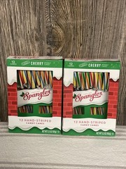 Two 12 Count Packs- 24 Total Spangler Cherry Candy Canes Fresh