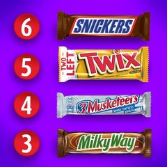 SNICKERS TWIX 3 MUSKETEERS MILKY WAY Full Size Candy Bars Variety Pack 18 Ct..