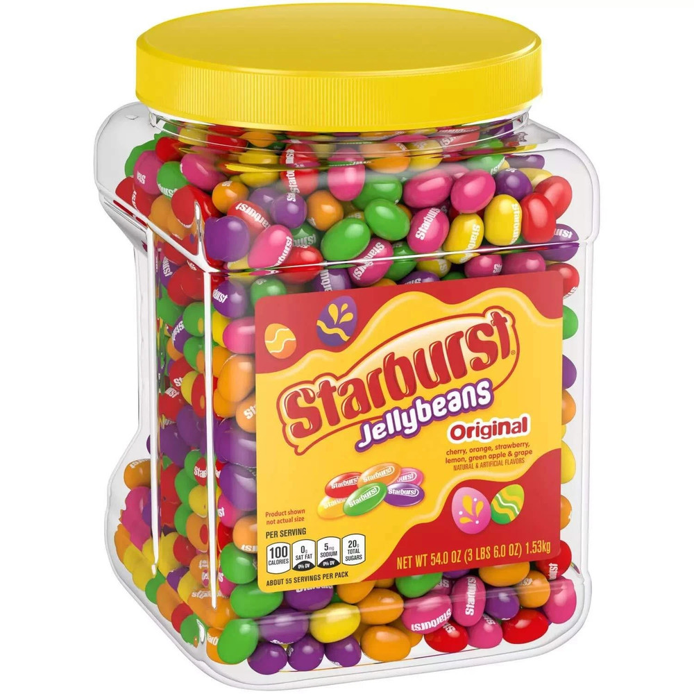 Starburst Jelly Beans Original Fruit Flavors Pantry Size Jumbo Bulk Jar 54 Ounce