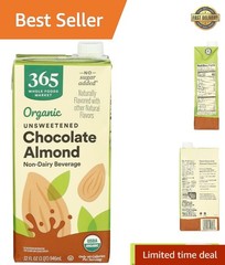 Indulge in 32 Fl Oz of Organic Dairy-Free Unsweetened Chocolate Almond Milk